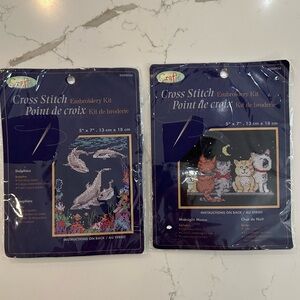 Craft Cross Stitch Embroidery Cats and Dolphins NIP